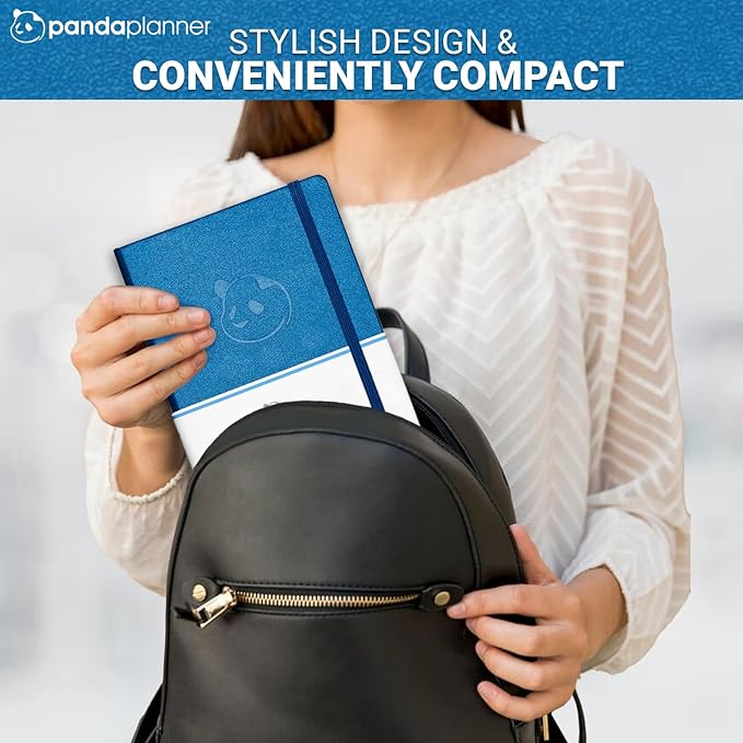 Panda Planner Classic A5 Daily Planner 2026 – Undated Daily & Quarterly Planner with Hourly Schedule, Productivity Calendar, To Do List, Goal Planner, Habit Tracker & Gratitude Journal for Home or Office – Blue