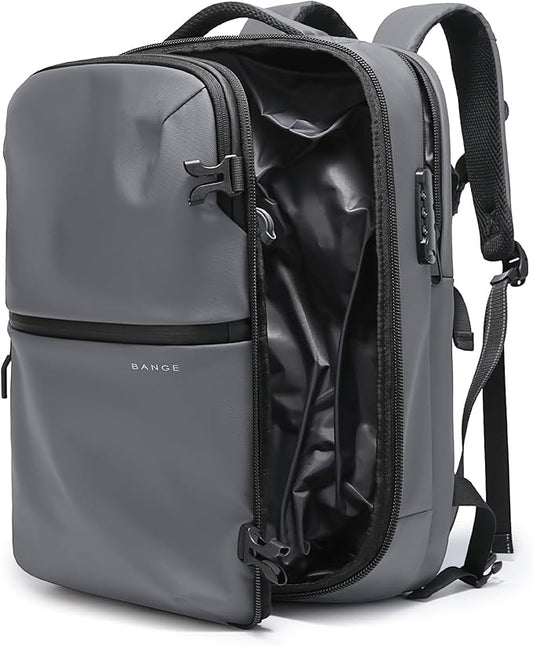 BANGE Travel Backpack with Vacuum Pocket and TSA lock version can hold 15.6 inch Laptop suitable Overnight Flight Approved Anti-theft Bag