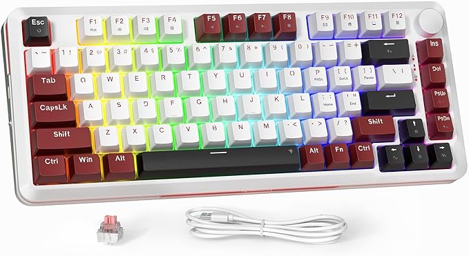Redragon K721 Rapid Trigger Mechanical Keyboard, 8K Hz Gasket Mounted RGB 75％ Wired Gaming Keyboard with Volume Knob, Support Web & Client Driver, Magnetic Switch Fast Adjustable Actuation for PC MAC