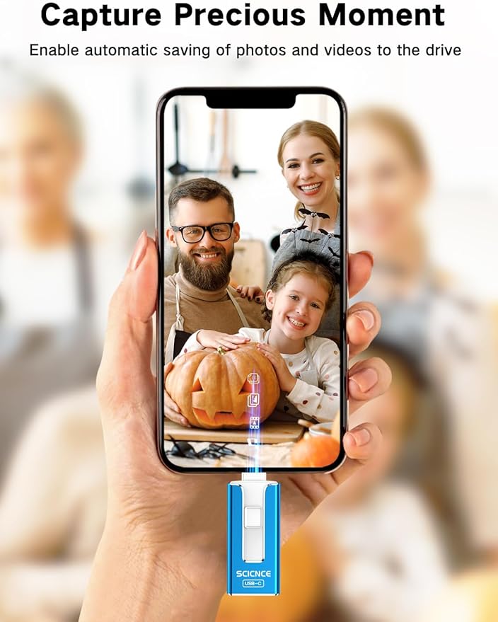 SCICNCE 256GB Flash Drive Intended for iPhone, USB Memory Stick Storage Backup for Photos Videos, Plug and Play No APP Required, Compatible with iPhone iPad Android and Computers (Bule)