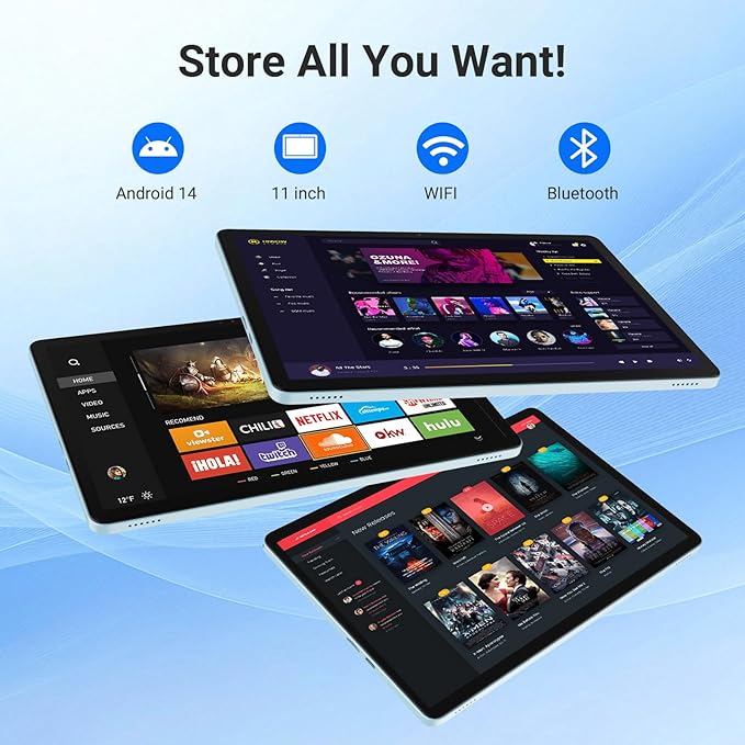 Digliand 11 Inch Android Tablet, 12GB RAM 128GB ROM, 8-Core, 7000mAh 8-Hour HD Tablet, Split Screen & Screen Mirroring, Dual Camera, Android 14 (Gray)