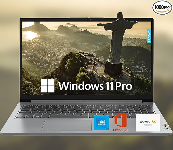 Lenovo 15.6" HD IdeaPad Anti-Glare Screen w/ 1 Year Microsoft 365, 2.1TB SSD, 36GB RAM, Windows 11 Pro, Up to 9.5 Hours Battery Life, Intel Processor, WiFi 6, HDMI, USB-C, SD Card Reader, w/WOWPC USB