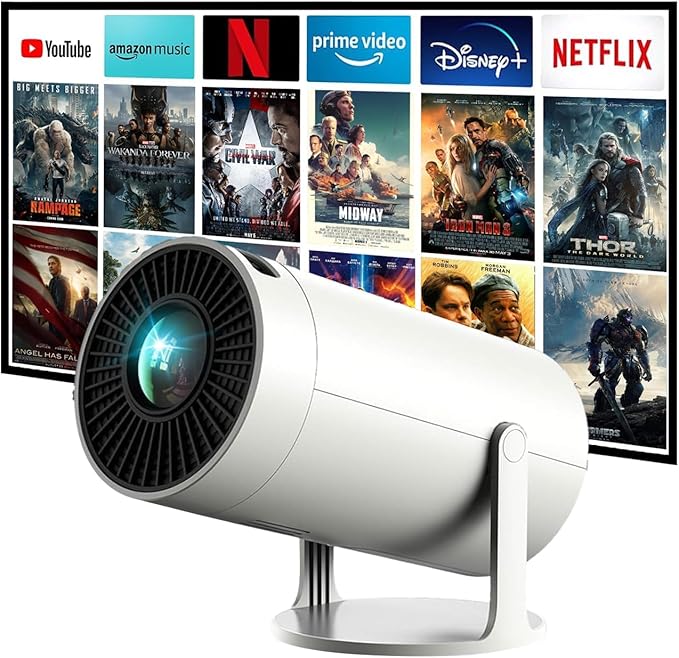 Mini Projector with WiFi and Bluetooth, 4K Support JAOKPO Outdoor Portable Movie Projector Built-in Android 11 system Auto Keystone Home Smart Projector for Phone/TV Stick/Laptop