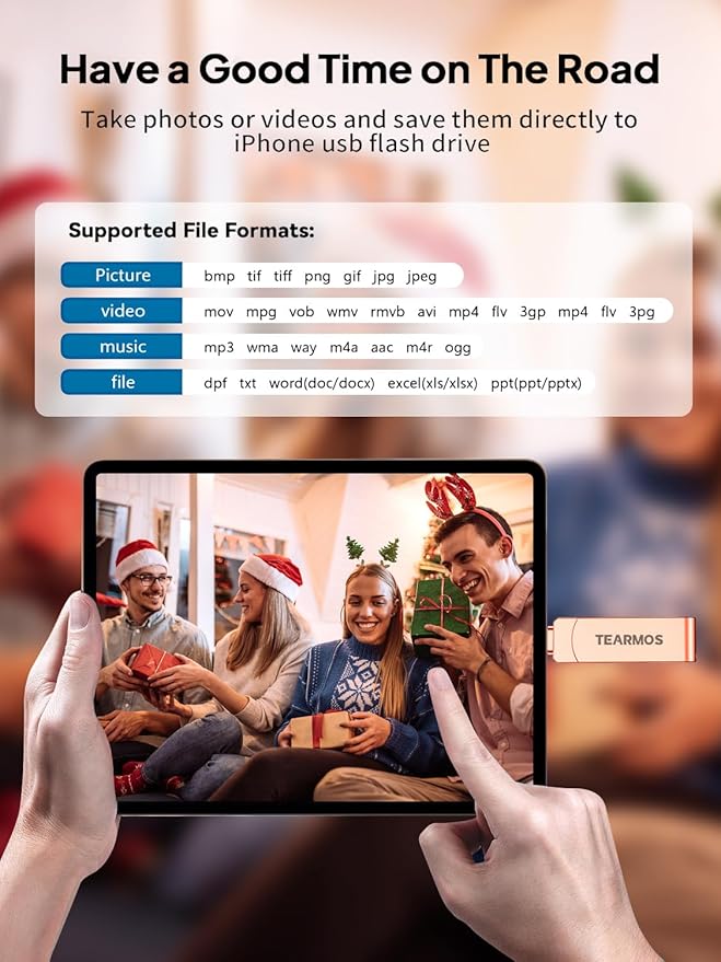 512GB Flash Drive Intended for iPhone iPad, Memory Stick Storage for Photos and Videos Backup, Compatible with iPhone iPad Android PC, Plug and Play, No Application Required (Rose Gold)