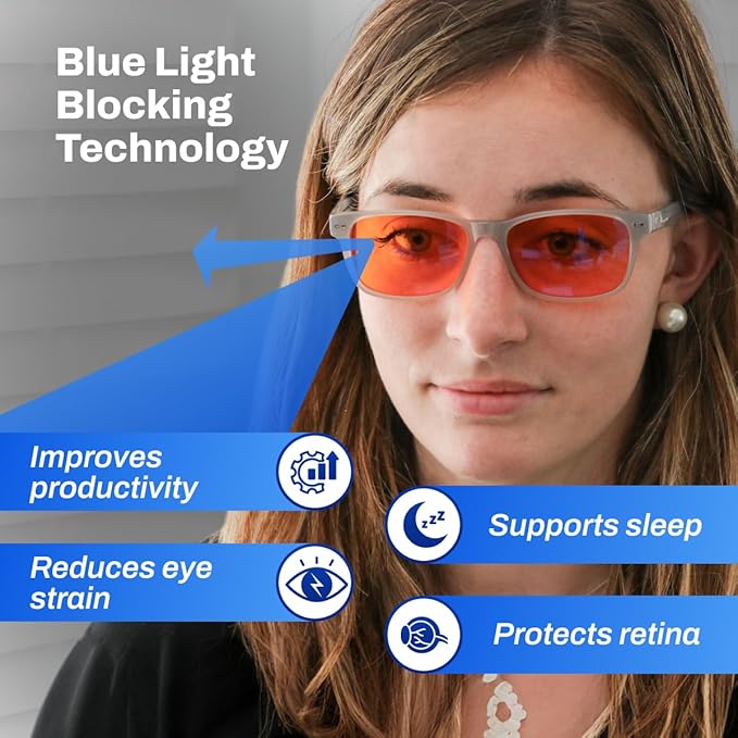 DefenderShield Signature Blue Light Blocking Glasses for Computer, Mobile, Gaming, Sleep - Anti Eyestrain, Headache