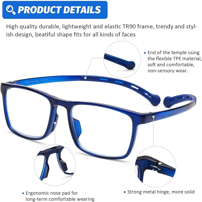 DOOViC 2 Pack Reading Glasses for Women Men TR90 Flexible Lightweight Anti Eyestrain Blue Light Blocking Computer Readers