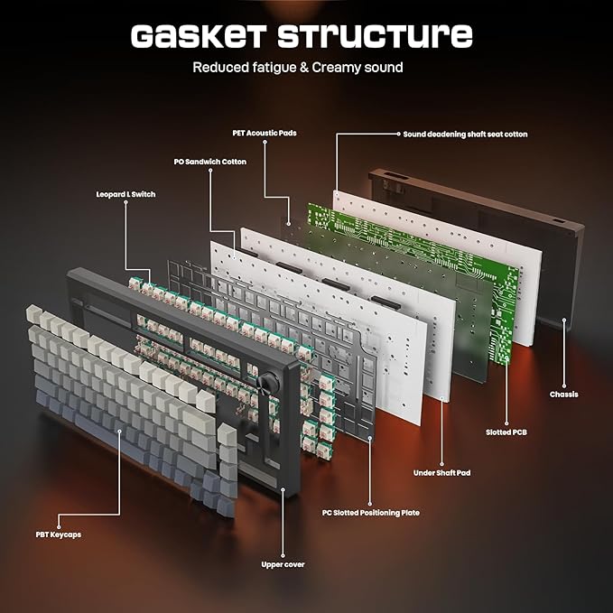 Redragon K732 Wireless Mechanical Keyboard, Anodized All Aluminum Alloy, Side Printed PBT Gasket RGB Gaming Keyboard with Thick Pre-Lubed Linear Switch, 75％ Tri-Mode Hot Swap Programmable for PC Mac