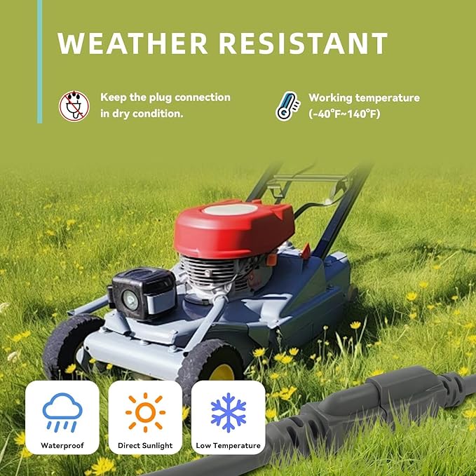 8ft Indoor Outdoor Extension Cord - 12/3 SJTW Heavy Duty Extension Cable with 3 Prong Grounded Plug for Safety -15Amp 1875W Gray Electric Cord Great for Garden, Appliances