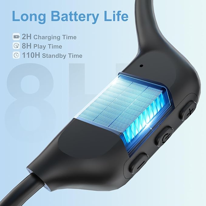 Swimming Headphones, IPX8 Waterproof Bone Conduction Headphones with Built-in MP3, Open Earphones Underwater Swim Earbuds with Bluetooth Sport Headsets for Swimming Pool Running Cycling-Black