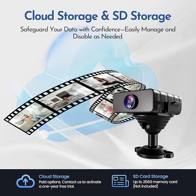 Mini Camera, Nanny Cam for Home | Free Cloud Indoor Security Camera, Works with/Without WiFi for Baby/Pet/Nanny Monitoring (deep Black)