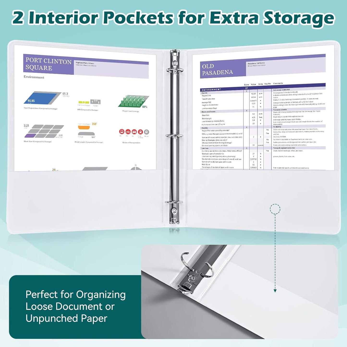 3 Ring Binder 1.5 Inch 6 Pack, 1-1/2" Clear View with Round Rings, PVC-Free,Holds for 325 Sheets 8.5X 11 US Letter Size Paper, Durable White Binders Perfect for Office,School and Home