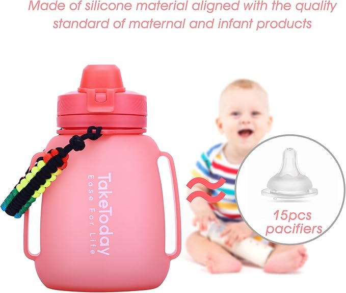 TakeToday 40 OZ Gallon Motivational Collapsible Water Bottles with Straw and Paracord Handle 1.2L Silicone Sports Water Bottle with Time Marker for Yoga Camping Outdoors
