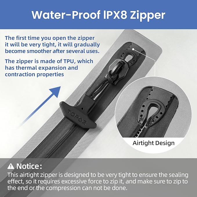 BAGAIL TPU Vacuum Bag for Travel, Reusable Compression Bag with IPX8 Waterproof Zipper, Save Space for Suitcase, Backpack and Carry on (White, Large, No Pump)