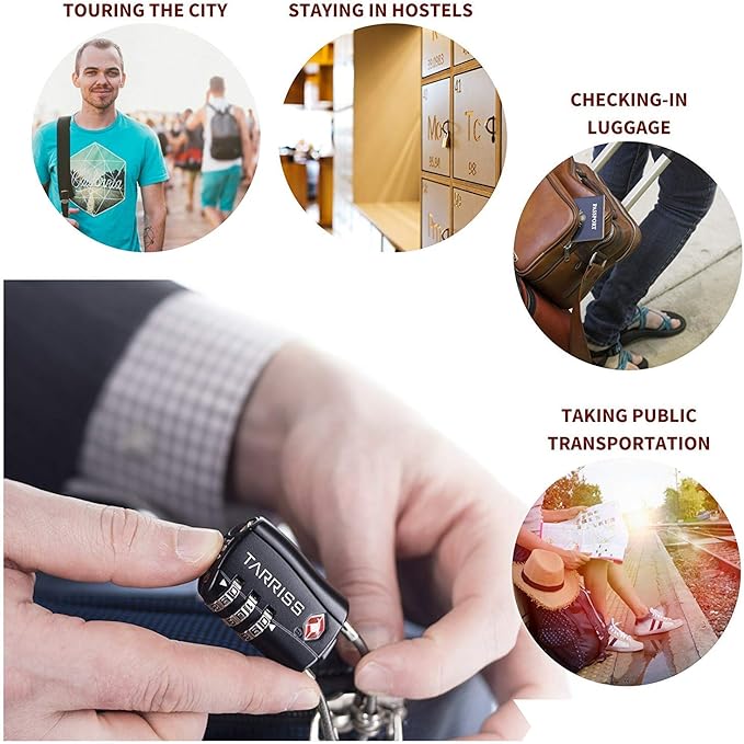 TSA Locks, Digit Combination Padlockss and Steel Cable Combination Travel Security Lock, Luggage Travel Lock Coded Lock for Baggage Travel Bag, Suit Case, Gym, Bike Locks (TSA Luggage Locks-4)