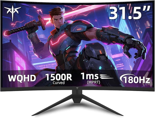 KTC 32 inch Curved Gaming Monitor, 165Hz 1ms MPRT, 2K 1440P 144Hz Monitor, 1500R HVA Display, FreeSync Premium, HDR, 120% sRGB, DisplayPort/HDMI/USB, Vesa Support 3.9x3.9'', PC Monitor for Gamers
