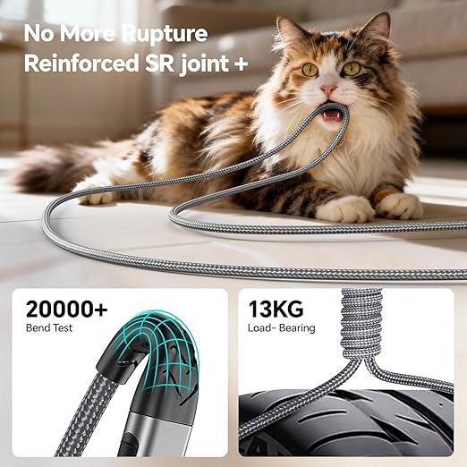 2Pack USB C to USB C Cable, 10FT 100W Fast Charging Cable, 5A Type C Charger Cord Nylon Braided, Anti - Slip USB C Cord Compatible with i Phone 17 16 15 Pro Max, Samsumg G Alaxy, i Pad- Grey