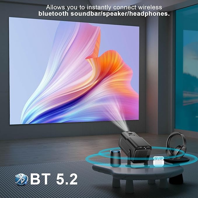 Mini Projector with WiFi Bluetooth, Built-in Apps - Salange HY320 4K 1080P Mini Projector, 12000 Lumen, Android 11.0, 270° Adjustable Stand, Auto Keystone, pk HY300 Projector [2025 Upgrade]