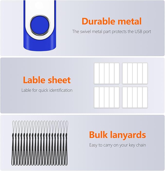 AreTop 50 Pack 16GB USB Flash Drives Bulk of 2.0 Thumb Drives Pack 16GB USB Drive Bulk Pen Drive Zip Drive Memory Stick with Lanyard for Storage and Backup (Mixed Colors 50pcs)