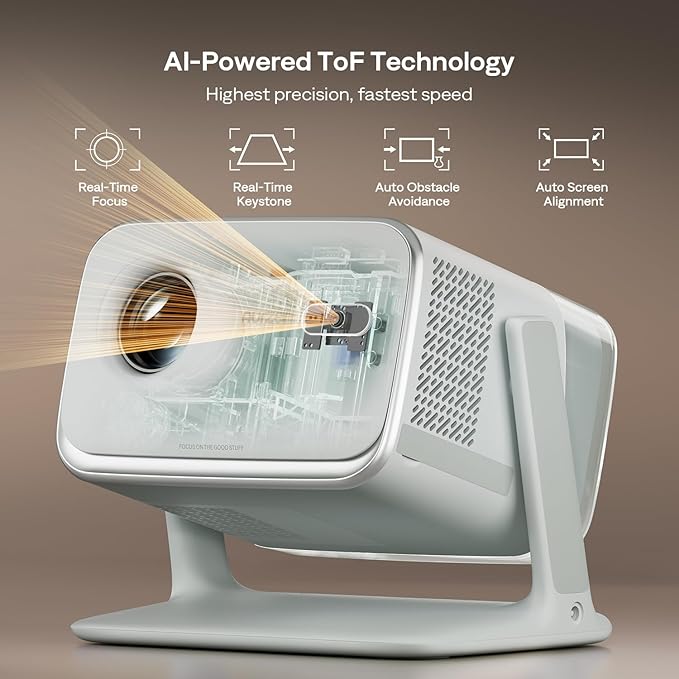 Aurzen BOOM mini Google TV 4K Supported Smart Projector with WiFi and Bluetooth, Outdoor & Home Movie Projector with 20W Speakers DoIby Audio, Real-Time Focus & Keystone, 500 ANSI Lumens, Green