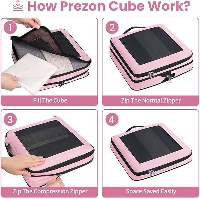 8 Set/6 Set/4 Set Compression Packing Cubes for Travel, Lightweight Vacation Travel Essentials, Travel Accessories for Suitcase Organizer Bags Set, Durable Luggage Organizer