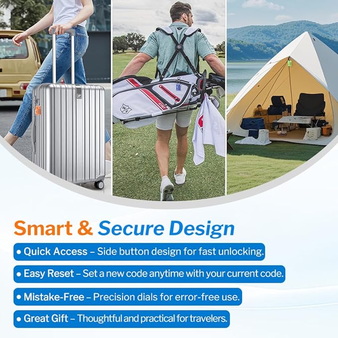 Forge TSA Approved Luggage Locks 4 Digit Combination TSA Travel Locks with TSA008, Open Alert Indicator, Zinc Alloy Body for Luggage, Suitcase, Backpack, and More. Green 4 Locks.