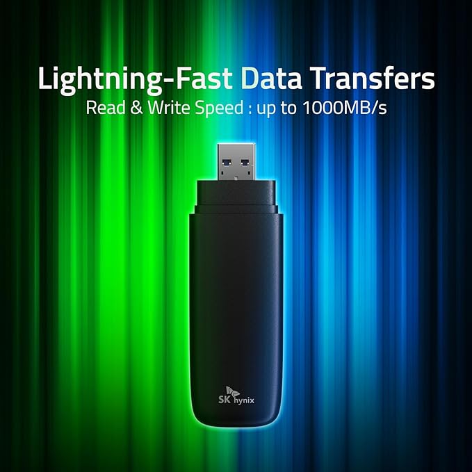 SK hynix Tube T31 2TB Stick Type SSD with DRAM | up to 1000MB/s | 10 Gbps | USB-A 3.2 Gen2 | External Solid State Flash Drive Compatible with Mac, Window PC, Gaming Console