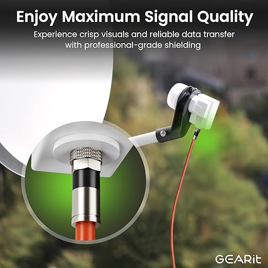 GEARit Coaxial Cable for Direct Burial (20ft) RG6 70 Ohm RF Rubber Boot Waterproof Underground in-Wall with Rubber Boot, High-Speed Internet, Broadband, Digital TV Aerial, Satellite Cable 20 Feet