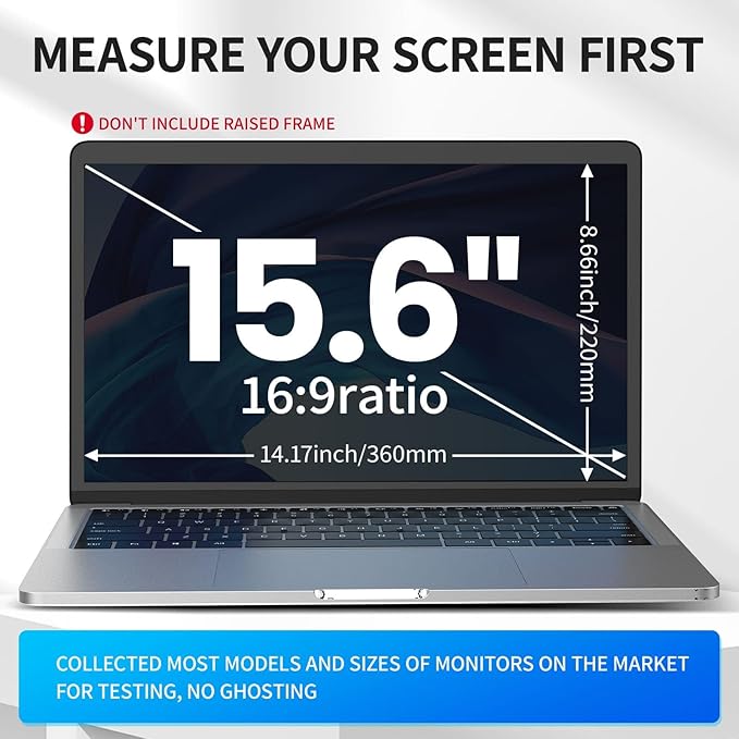 Laptop Privacy Screen 15.6 inch, 9H Hanging Privacy Screen for Laptop for 16:9, Acrylic HD Eye Protection Anti Glare Blue Light Laptop Screen Privacy Filter