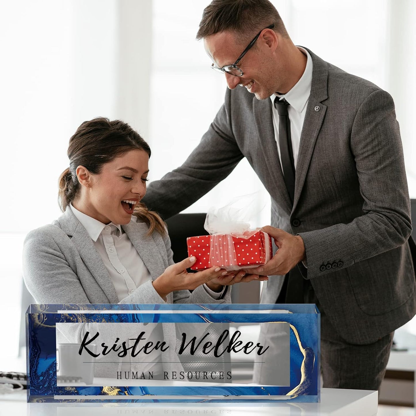 Gowelly Office Desk Name Plate Personalized |Custom Name Plates for Desk| Custom Employee Appreciation Gifts | Office Gifts for Women, Boss, Employee, Teacher, Social Worker-2