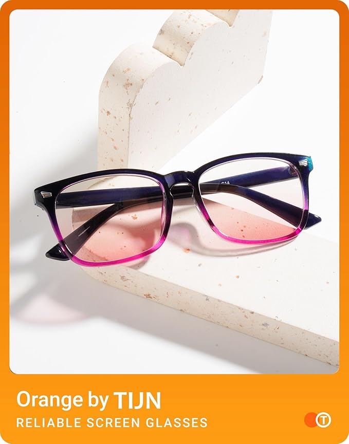 TIJN Blue Light Blocking Glasses for Women Men Clear Frame Square Nerd Eyeglasses Anti Blue Ray Computer Screen Glasses