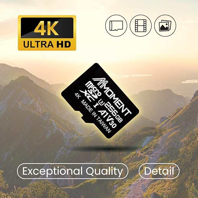 MMOMENT 256GB Micro SDXC Card, MM13 Jolly, A1, UHS-I, U3, V30, Class 10 Compatible, Read Speed Up to 100 MB/s, SWrite Speed Up to 70 MB/s, SD Adapter Included