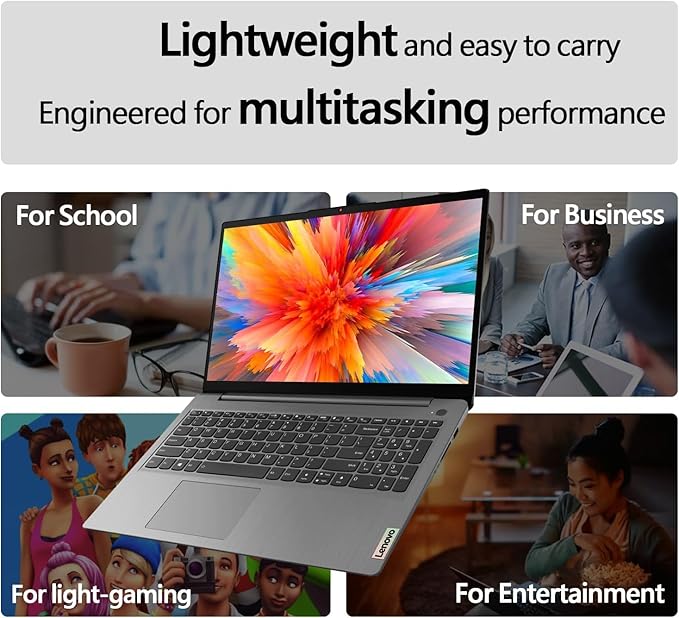 Lenovo IdeaPad 1 Student Laptop, 15.6" FHD Display, Intel Dual Core Processor, 12GB RAM, 512GB SSD + 128GB eMMC, 1 Year Office 365, Wi-Fi 6, Webcam, Bluetooth, SD Card Reader, Windows 11 Home, Grey