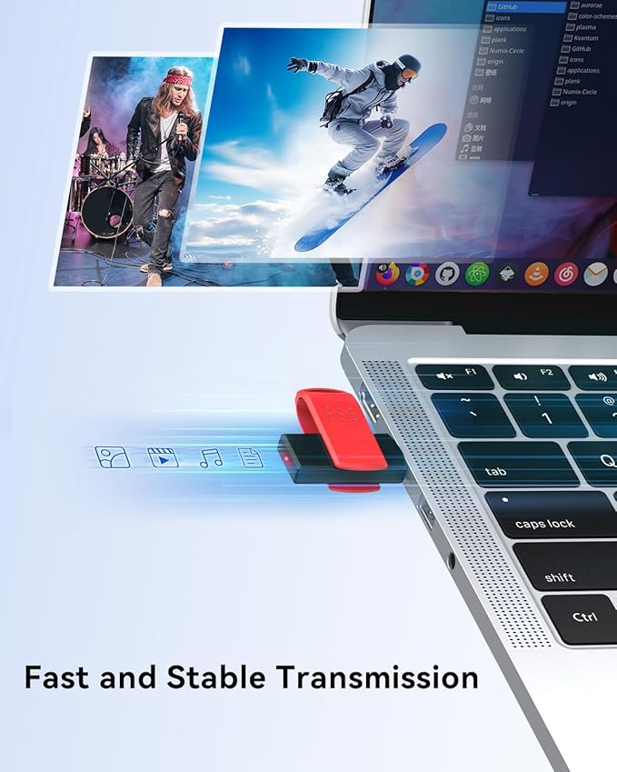 KEXIN 128GB Flash Drive 5 Pack Thumb Drive Bulk 128 G Swivel USB 2.0 Memory Stick for Data Storage