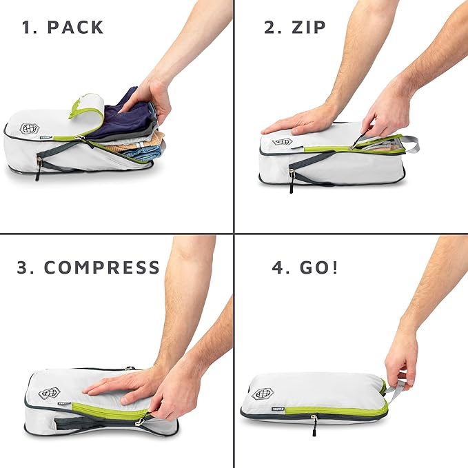 Compression Packing Cubes Set for Travel - Lightweight, Durable Clothes Organizer for Carry-On Luggage and Suitcases by TRIPPED Travel Gear