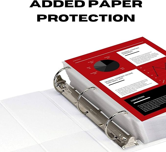 2 Pack of 5 Inch 3 Ring Binder with Locking Angle D Rings, Professional Heavy Duty Large Storage Binder with Pockets, Fits 8.5 x 11 Inch Sheets, Non-Stick Clear View Cover, Customizable, White