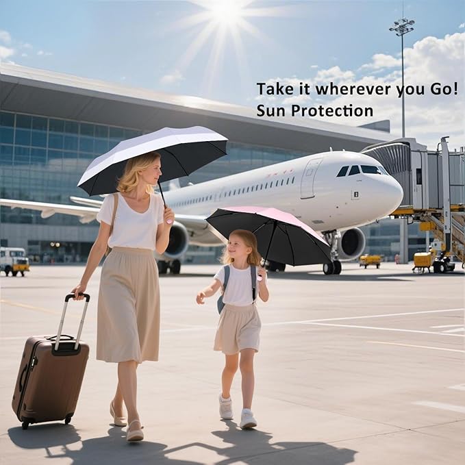 BAODINI Travel Mini Umbrella for Purse With Case Small Compact UV Sun Protection Sun Lightweight Tiny Pocket Umbrella for Women Kids and Men