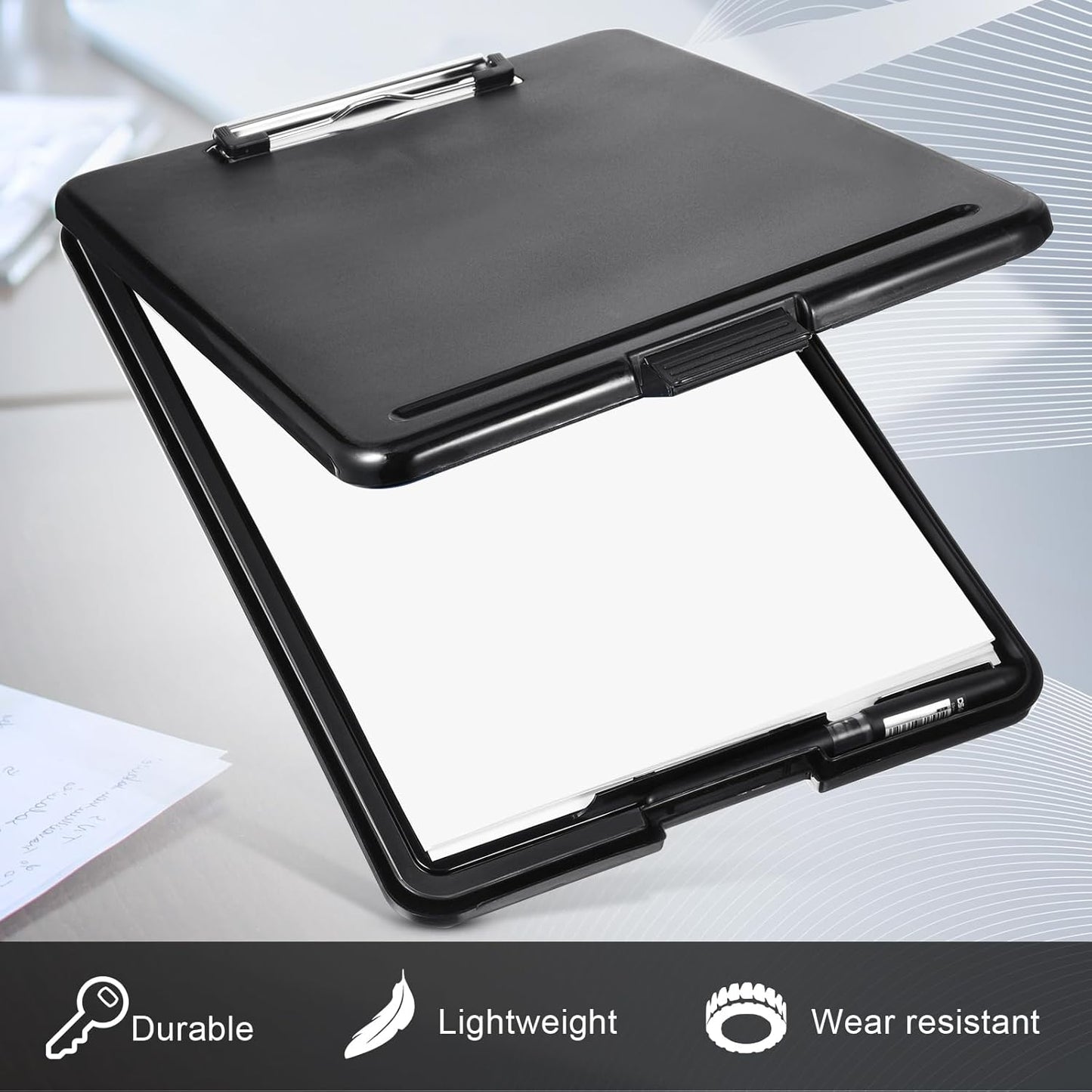 10 Pcs Clipboard with Storage Plastic Nursing Clipboard 9.5 x 13.5 Inch with Low Profile Clip Foldable Clip Board with Storage for Home Office Back to School Supplies