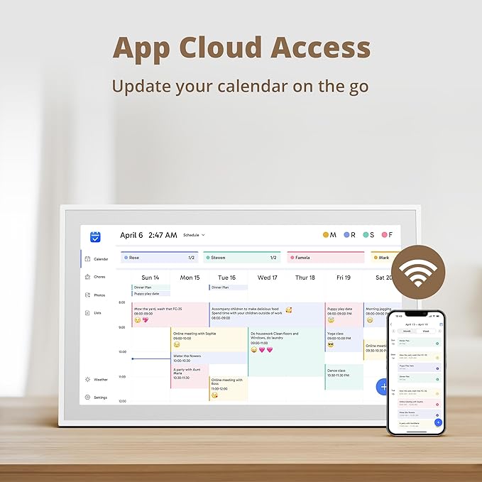 Dragon Touch 15.6" Digital Calendar Chore Chart – 1080P Full HD Interactive Touchscreen, Smart Family Planner, Hearth Display Digital Calendar Wall & Desk Mountable for Seamless Scheduling