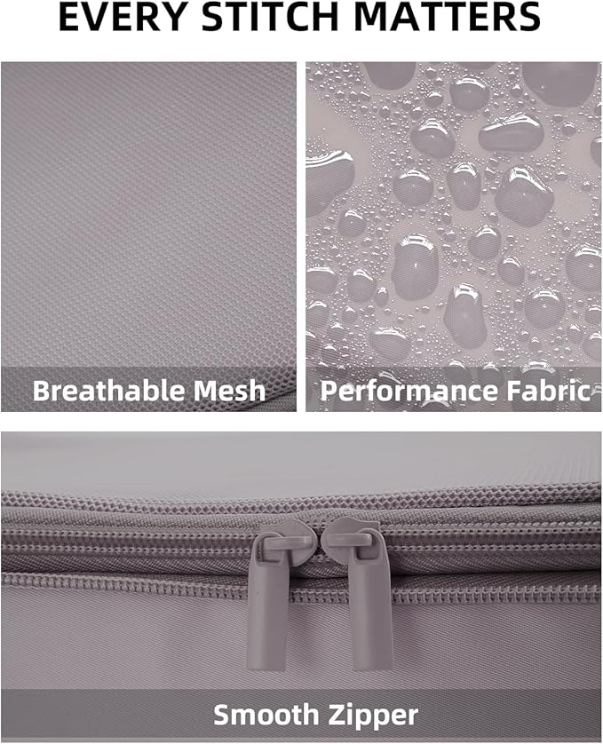 6 Set Compression Packing Cubes for Travel, Large Medium Small Luggage Organizers (Misty Silver)