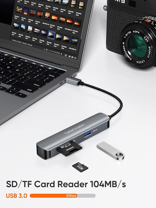 USB C Hub, CableCreation 5-in-1 Multiport iPad Pro Adapter with HDMI 4K, 2 USB 3.0, SD/Micro SD Card Reader for MacBook Pro/Air, iPad Pro, Surface Pro, XPS, and More
