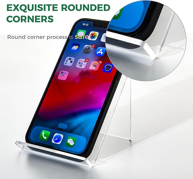 Acrylic Cell Phone Stand, Portable Clear Phone Stand for Desk, Compatible with iPhone 17 16 15 14 13 Pro Max Mini 12 11 Plus SE, Switch, Android Smartphone, Pad, Tablet, Desk Accessories