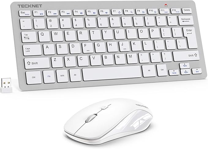 TECKNET Wireless Keyboard and Mouse Combo, Mini Cordless Computer Keyboard and Mouse Set 2.4GHz, Silent Adjustable 1600 DPI, Quiet Click, Lag-Free for Computer, Laptop, PC, Windows, Mac, Chrome OS(SS)