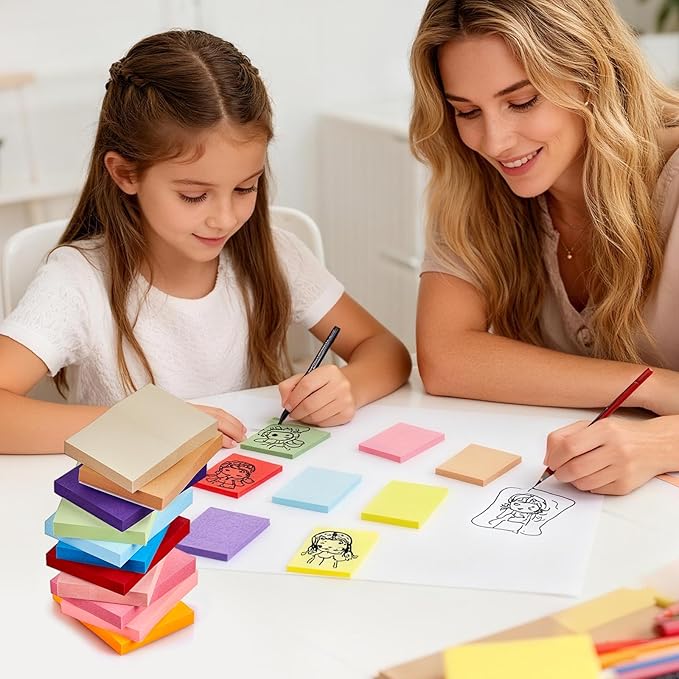 (40 Pads) Sticky Notes 1.5x2 in, 16 Colors Post Self Stick Pad Its, Clean Removal Colorful Mini Pads Bulk for Office, Home, School,Teachers, Meeting, Notebooks