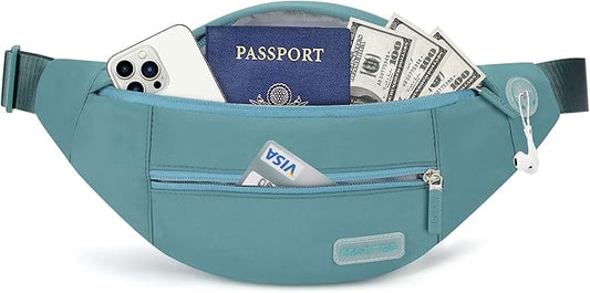 MAXTOP Large Crossbody Fanny Pack with 4-Zipper Pockets,Gifts for Enjoy Sports Festival Workout Traveling Running Casual Hands-Free Wallets Waist Pack Phone Bag Carrying All Phones
