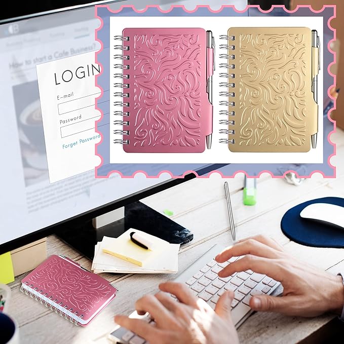 Zonon 2 Pcs Mini Password Book with Alphabetical Tabs Metal Password Keeper Book Portable Organizer Elegant Mandala Pattern Notebook with Pen, Spiral Bound for Information(Beige, Pink)