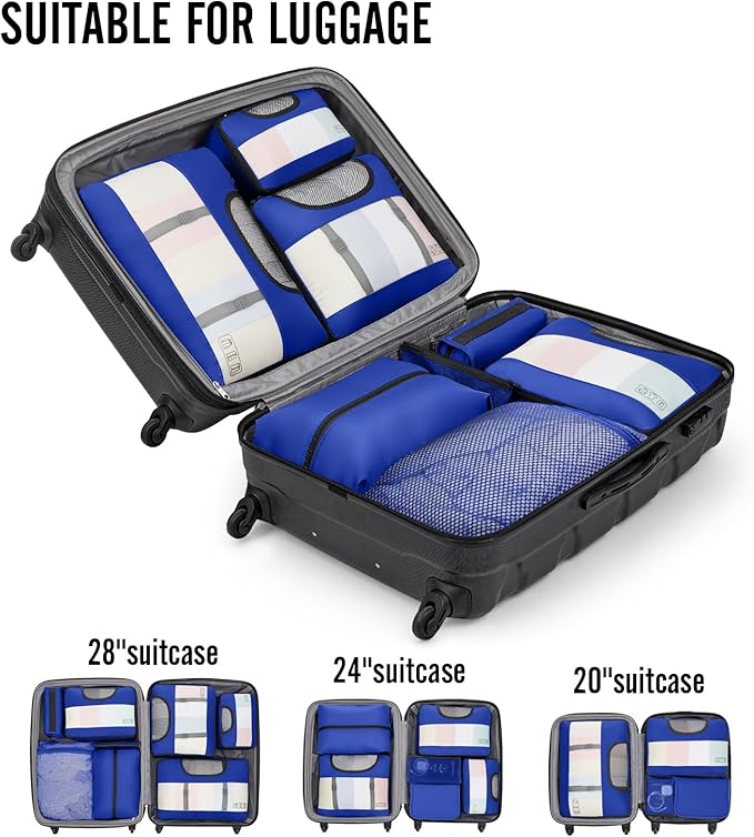 Veken 10 Set Packing Cubes for Travel Essential, Suitcase Organizer Bags in 4 Sizes, Carry-On Luggage Accessories with Large Laundry & Hanging Toiletry Bag, Must-Have for Airplane, Road Trip & Camping