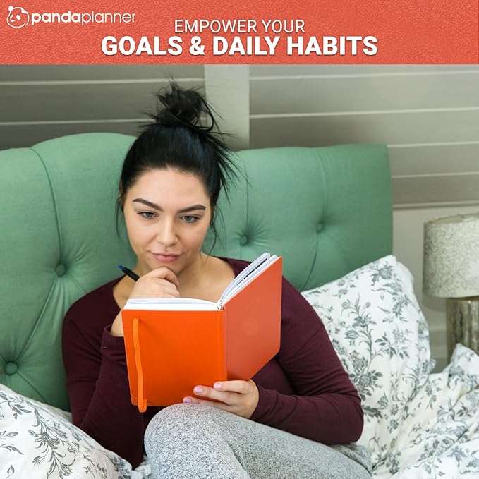 Panda Planner Classic A5 Daily Planner 2026 – Undated Quarterly Productivity Planner with Hourly Schedule, To Do List, Daily Journal, Goal Planner, Habit Tracker & Gratitude Organizer for Home/Office – Orange