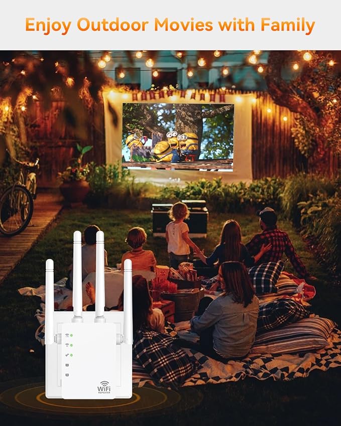 4 - Antenna WiFi Extender Signal Booster, WiFi Extender with 1200Mbps Dual - Band 2.4G&5G, WiFi Booster with 3 Modes & 2 Ethernet Ports, WiFi Repeater with 12880 Sq.ft Coverage 105 Devices