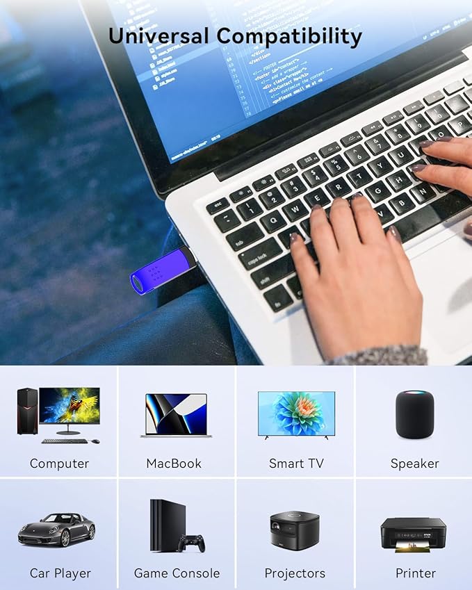 KEXIN 64G Flash Drives 10 Pack USB 2.0 Thumb Drives Bulk with LED Light - Stylish Colorful Pen Drive for Photo Video File Music - Green, Red, Black, Blue, Yellow