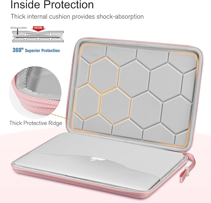 FINPAC Hard Laptop Sleeve Case for 13-inch MacBook Air M4 2025 M3 2024, 14-inch MacBook Pro M3/M2/M1 A2918 A2992 A2779 A2442, 13'' Air/Pro, Waterproof Case for Dell, Surface Laptop, HP, Acer, Pink